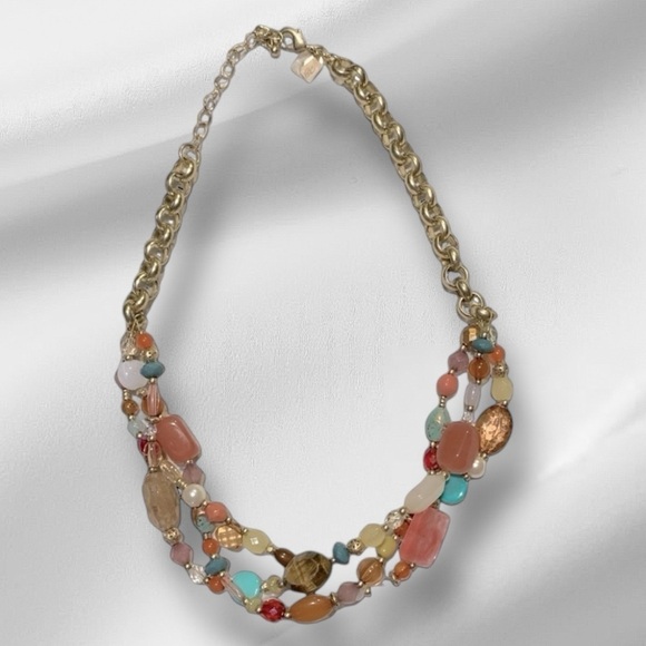 LIA SOPHIA Madalay Bay Gold Tone Quartz Stones Layered Necklace - Picture 1 of 5